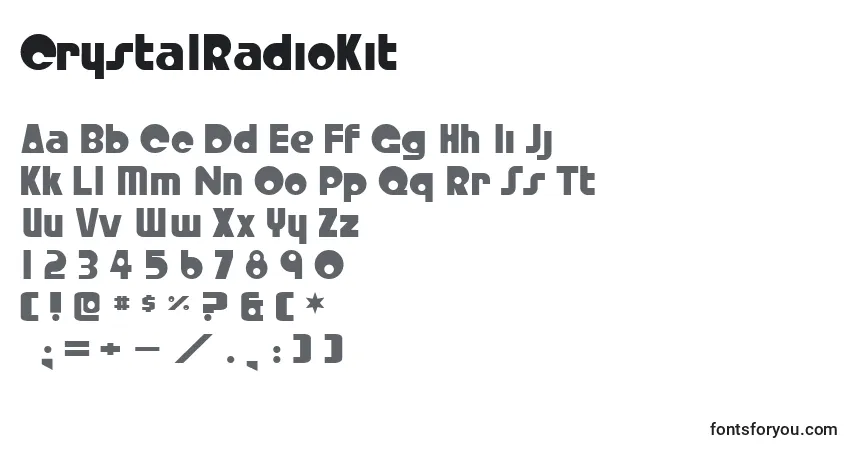 A fonte CrystalRadioKit – alfabeto, números, caracteres especiais