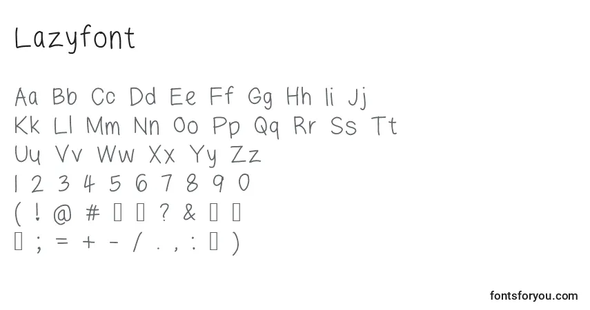 Lazyfont-fontti – aakkoset, numerot, erikoismerkit