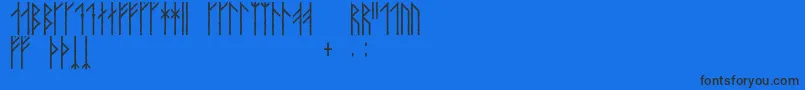 Orkahaug-Schriftart – Schwarze Schriften auf blauem Hintergrund