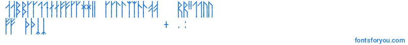 Orkahaug-Schriftart – Blaue Schriften auf weißem Hintergrund