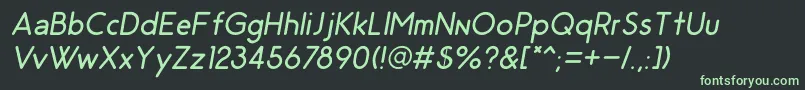 OdinRoundedLightItalic-fontti – vihreät fontit mustalla taustalla