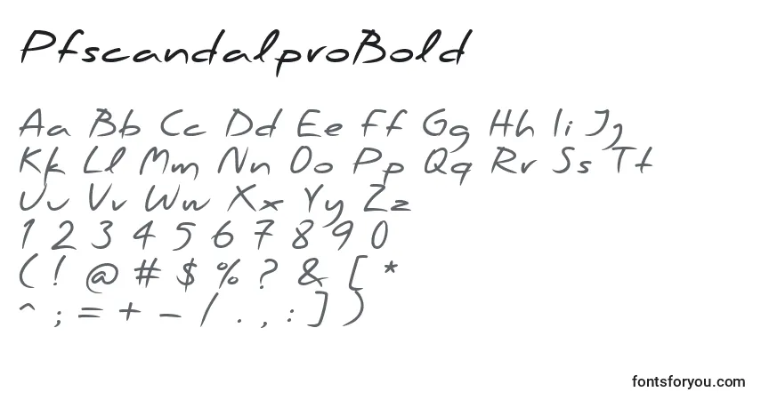 Шрифт PfscandalproBold – алфавит, цифры, специальные символы
