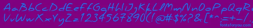 PfscandalproBold-Schriftart – Blaue Schriften auf violettem Hintergrund