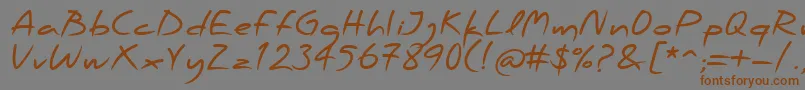 フォントPfscandalproBold – 茶色の文字が灰色の背景にあります。