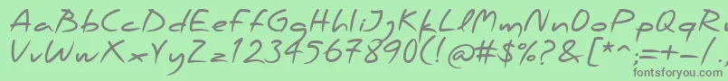 フォントPfscandalproBold – 緑の背景に灰色の文字