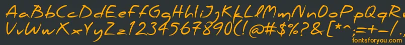 フォントPfscandalproBold – 黒い背景にオレンジの文字