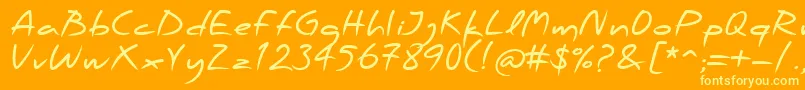 PfscandalproBold-Schriftart – Gelbe Schriften auf orangefarbenem Hintergrund