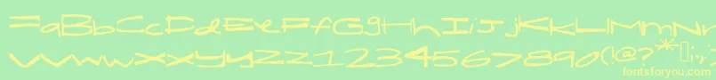 Shelbyshortandfat Font – Yellow Fonts on Green Background