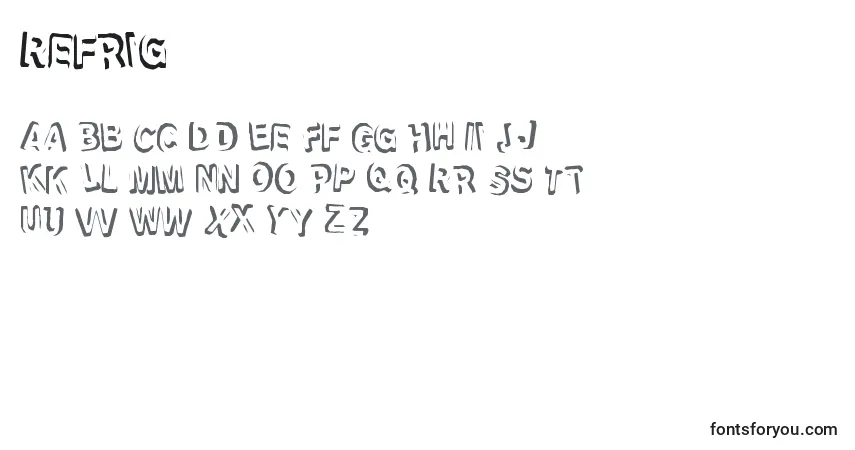 Czcionka Refrig2 – alfabet, cyfry, specjalne znaki