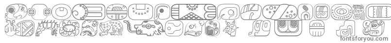 MayanglyphsoutlineRegular-Schriftart – Graue Schriften auf weißem Hintergrund