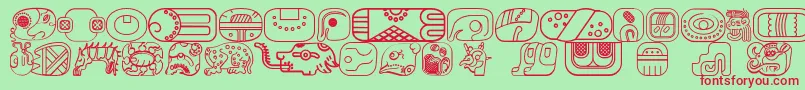 MayanglyphsoutlineRegular Font – Red Fonts on Green Background