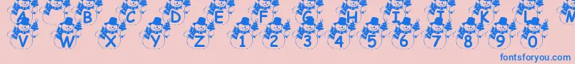 フォントSummersSnowman – ピンクの背景に青い文字