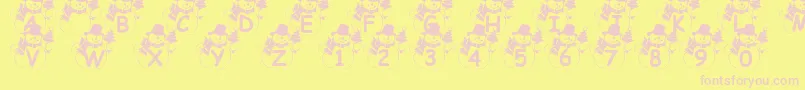 Fonte SummersSnowman – fontes rosa em um fundo amarelo