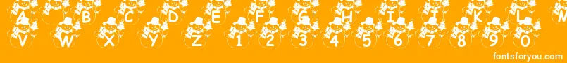 SummersSnowman-Schriftart – Weiße Schriften auf orangefarbenem Hintergrund