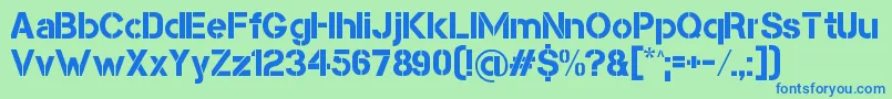 Czcionka CapsmallClean – niebieskie czcionki na zielonym tle
