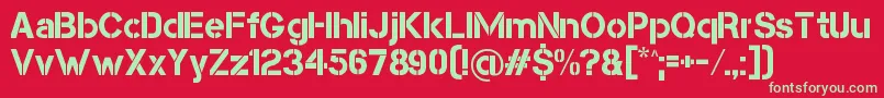 CapsmallClean-Schriftart – Grüne Schriften auf rotem Hintergrund