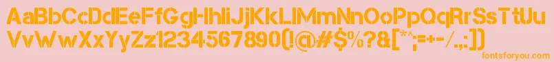 CapsmallClean-Schriftart – Orangefarbene Schriften auf rosa Hintergrund