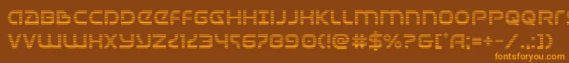 フォントUniversaljackgrad – オレンジ色の文字が茶色の背景にあります。