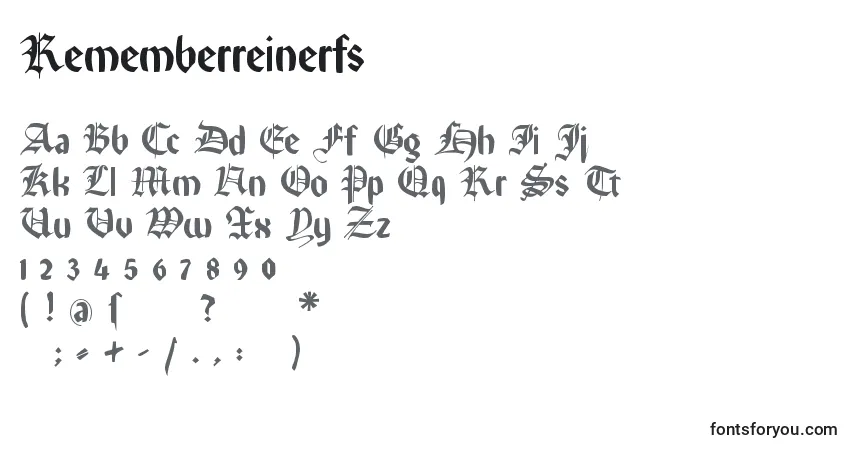 characters of rememberreinerfs font, letter of rememberreinerfs font, alphabet of  rememberreinerfs font