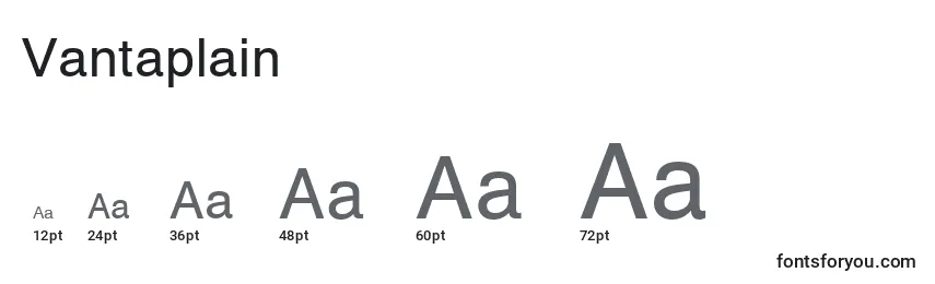sizes of vantaplain font, vantaplain sizes