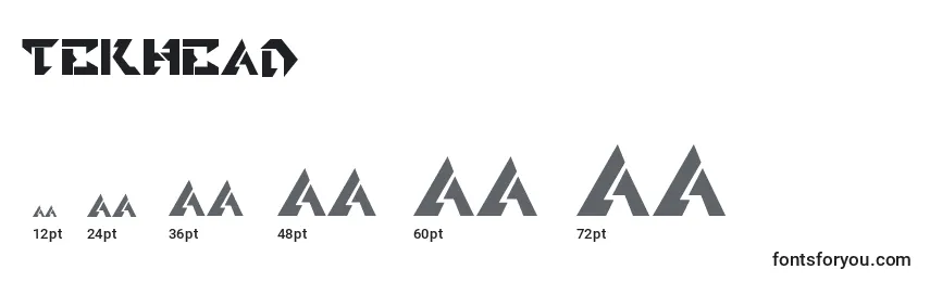 sizes of tekhead font, tekhead sizes