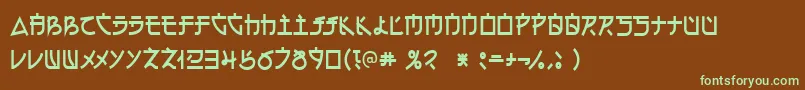 フォントElectroh – 緑色の文字が茶色の背景にあります。