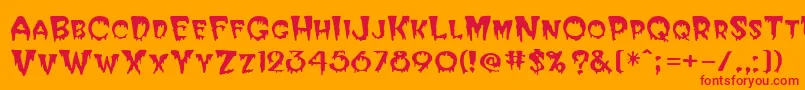 Hallween-Schriftart – Rote Schriften auf orangefarbenem Hintergrund