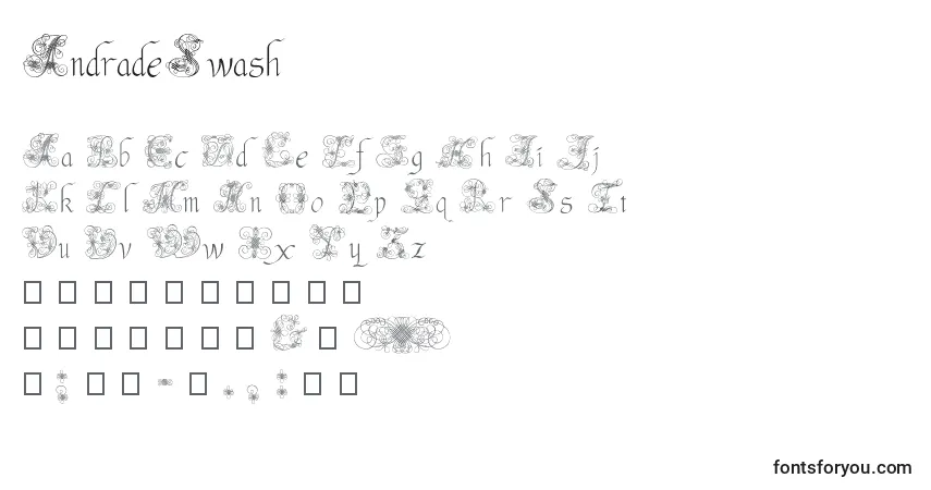 Schriftart AndradeSwash (102001) – Alphabet, Zahlen, spezielle Symbole