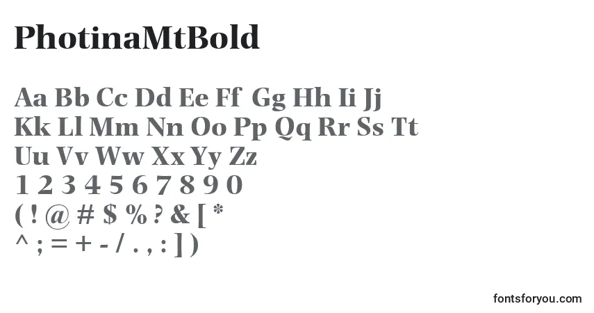 A fonte PhotinaMtBold – alfabeto, números, caracteres especiais
