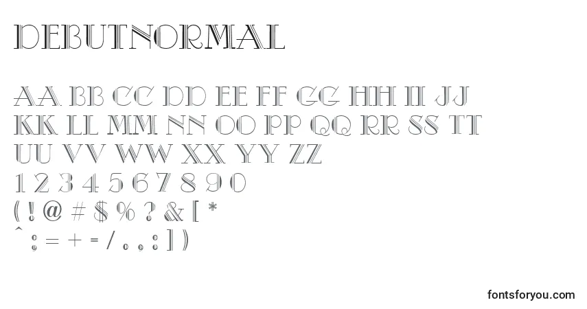 Czcionka DebutNormal – alfabet, cyfry, specjalne znaki