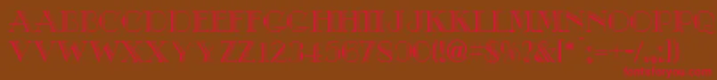 DebutNormal-Schriftart – Rote Schriften auf braunem Hintergrund