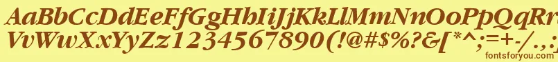 フォントGaramondcttBolditalic – 茶色の文字が黄色の背景にあります。