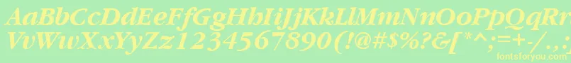 GaramondcttBolditalic Font – Yellow Fonts on Green Background