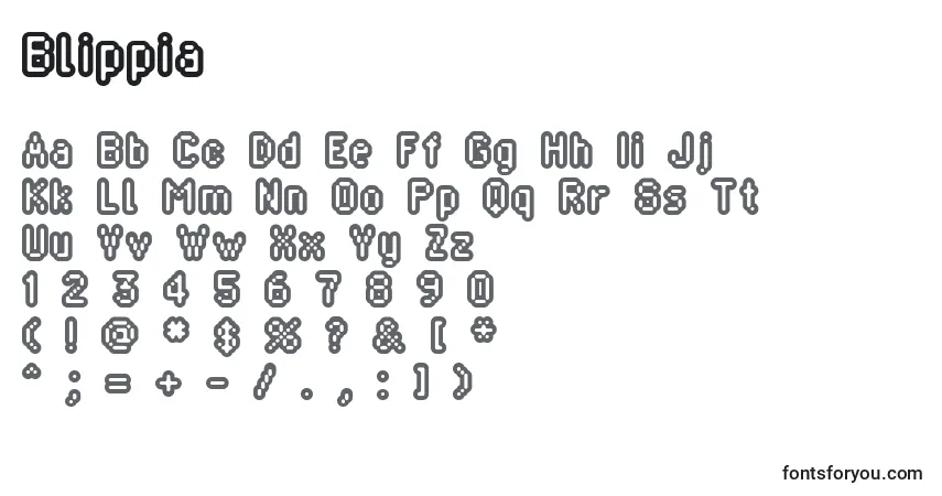 Schriftart Blippia – Alphabet, Zahlen, spezielle Symbole