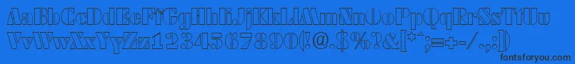 DekoblackopenserialRegular-Schriftart – Schwarze Schriften auf blauem Hintergrund