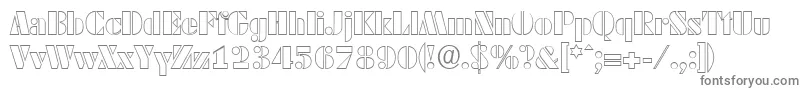 DekoblackopenserialRegular-fontti – harmaat kirjasimet valkoisella taustalla
