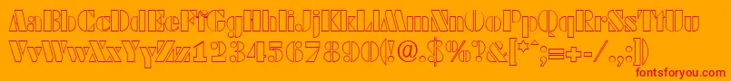 DekoblackopenserialRegular-Schriftart – Rote Schriften auf orangefarbenem Hintergrund