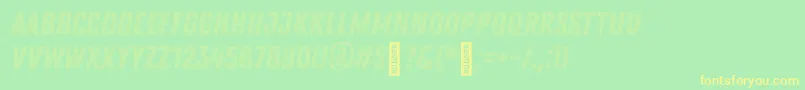 Zingrustd2demoBase-fontti – keltaiset fontit vihreällä taustalla