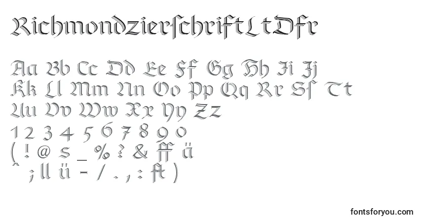 A fonte RichmondzierschriftLtDfr – alfabeto, números, caracteres especiais