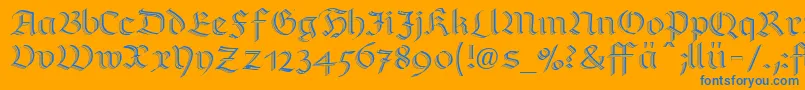 RichmondzierschriftLtDfr-Schriftart – Blaue Schriften auf orangefarbenem Hintergrund