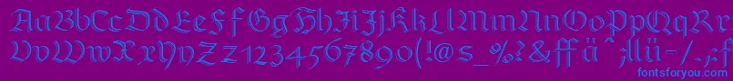 RichmondzierschriftLtDfr-Schriftart – Blaue Schriften auf violettem Hintergrund