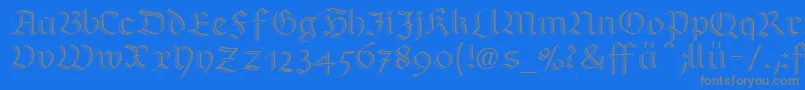 フォントRichmondzierschriftLtDfr – 青い背景に灰色の文字