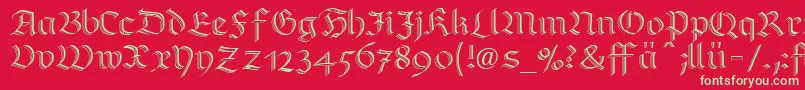 フォントRichmondzierschriftLtDfr – 赤い背景に緑の文字