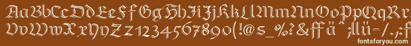 フォントRichmondzierschriftLtDfr – 茶色の背景に白い文字