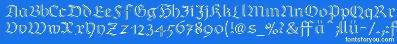 フォントRichmondzierschriftLtDfr – 黄色の文字、青い背景