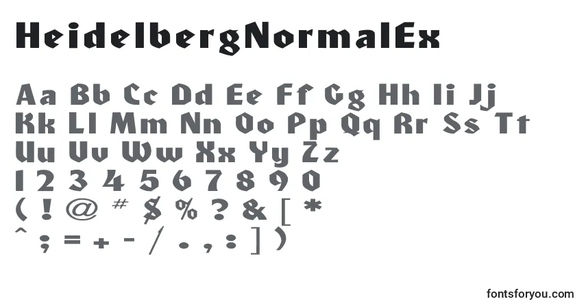 Schriftart HeidelbergNormalEx – Alphabet, Zahlen, spezielle Symbole