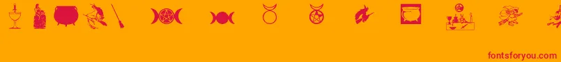 Witchybats Font – Red Fonts on Orange Background