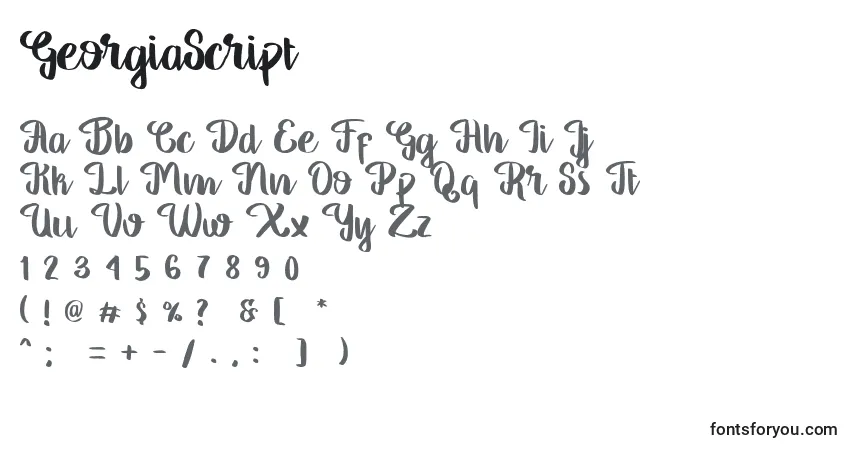 Czcionka GeorgiaScript (102018) – alfabet, cyfry, specjalne znaki
