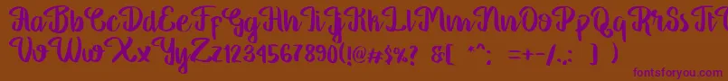 GeorgiaScript-Schriftart – Violette Schriften auf braunem Hintergrund