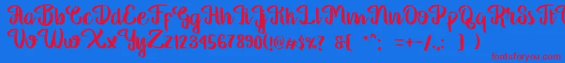 GeorgiaScript-Schriftart – Rote Schriften auf blauem Hintergrund